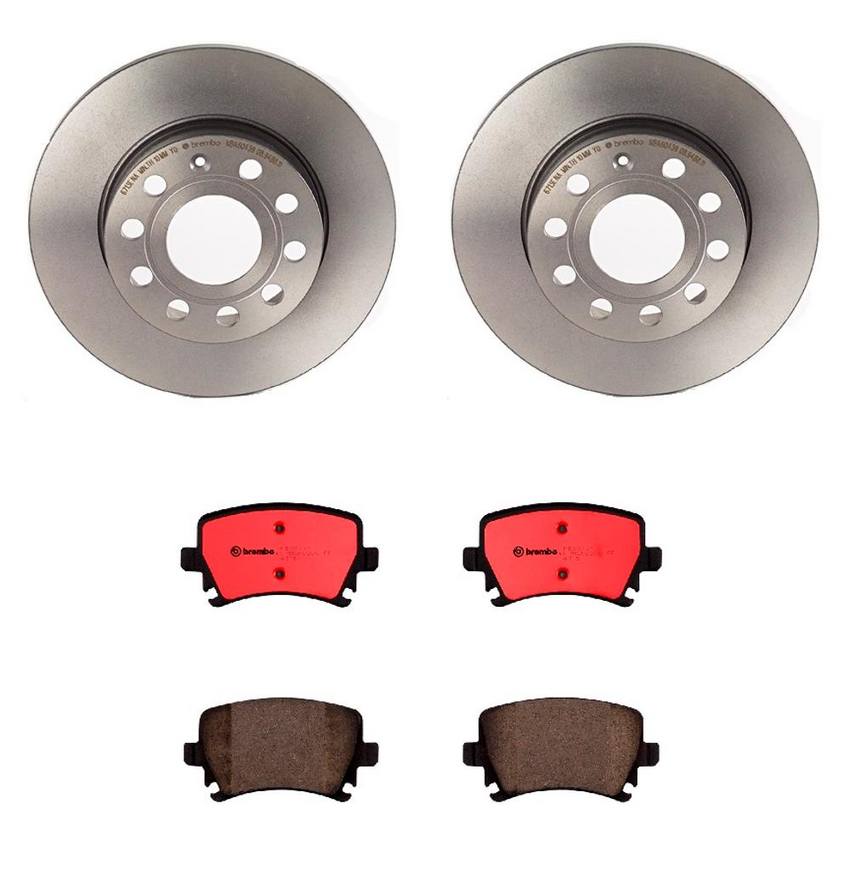 Audi VW Brakes Kit - Pads and Rotors Rear (260mm) (Ceramic) 8E0698451J - Brembo 1534735KIT